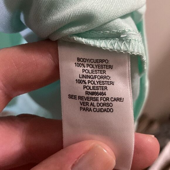 EUC Sandra Darren Pink Floral Print Ruffle High Low Mint Midi Dress - Picture 7 of 8